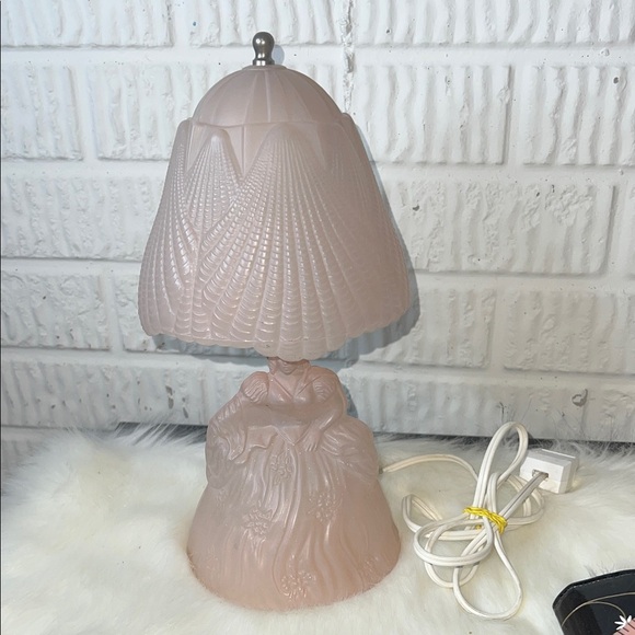 Vintage Pink Glass Lady Table Lamp - Picture 1 of 4